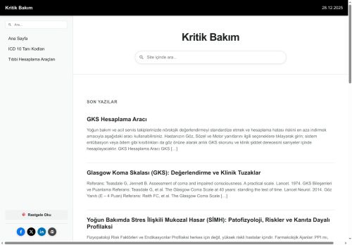 Kritik Bakım - Teoriden Pratiğe, Nöbetten Vakaya