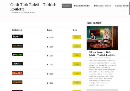 Canlı Türk Ruleti – Turkish Roulette – Yüksek Kazançlı Türk Ruleti