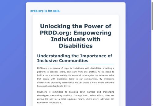 Unlocking the Power of PRDD.org: Empowering Individuals with Disabilities