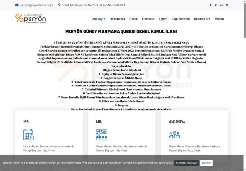 Peryön Türkiye İnsan Yönetimi Derneği Güney Marmara Şubesi