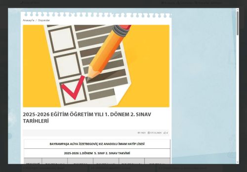 İSTANBUL / BAYRAMPAŞA - Bayrampaşa Aliya İzzetbegoviç Kız Anadolu İmam Hatip Lisesi