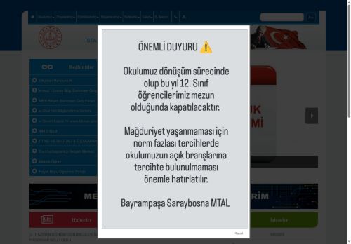 İSTANBUL / BAYRAMPAŞA - Bayrampaşa Saraybosna Mesleki ve Teknik Anadolu Lisesi