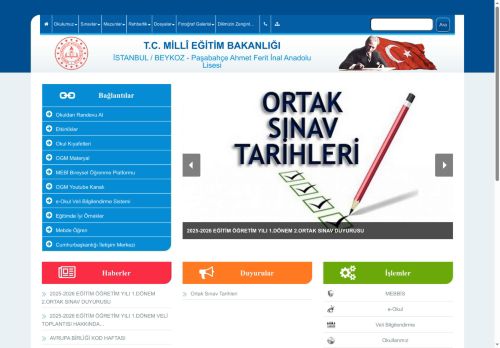 İSTANBUL / BEYKOZ - Paşabahçe Ahmet Ferit İnal Anadolu Lisesi
