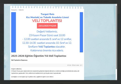 İSTANBUL / ESENLER - Turgut Reis Kız Mesleki ve Teknik Anadolu Lisesi