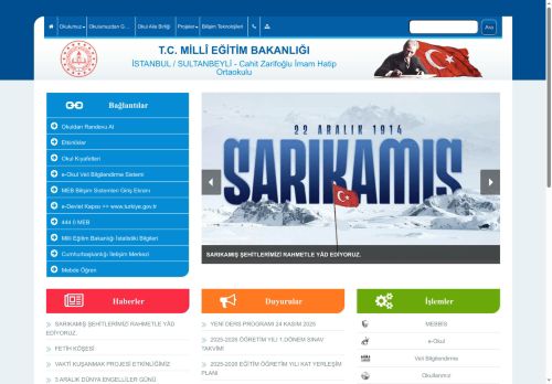 İSTANBUL / SULTANBEYLİ - Cahit Zarifoğlu İmam Hatip Ortaokulu