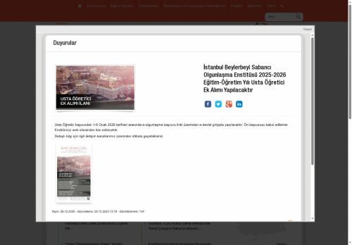 İSTANBUL / ÜSKÜDAR - İstanbul Beylerbeyi Sabancı Olgunlaşma Enstitüsü