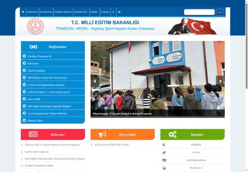 TRABZON / ARSİN - Yeşilköy Şehit Haydar Arslan Ortaokulu