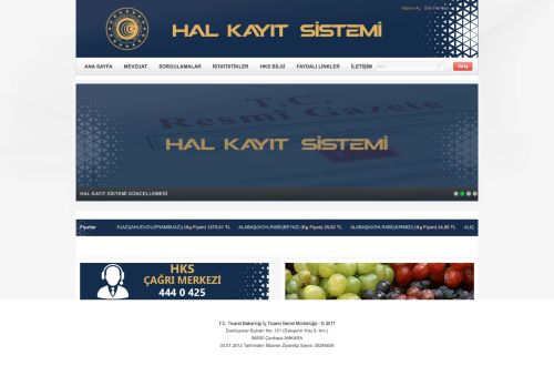 T.C. Ticaret Bakanlığı Hal Kayıt Sistemi - Toptancı Halleri