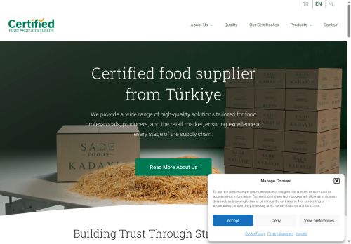 Certified wholesale kadayif - Certified Food Produtcts Türkiye