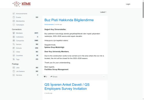 KOÇ ÜNİVERSİTESİ MEZUNLARLA İLİŞKİLER OFİSİ - Login