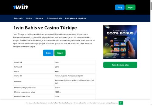 1win Türkiye Casino ve Bahis Resmi Site - 1win Giriş