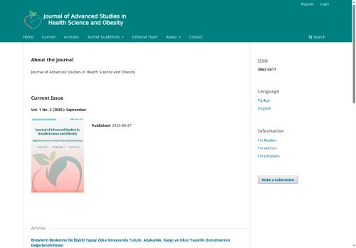 Journal of Advanced Studies in Health Science and Obesity