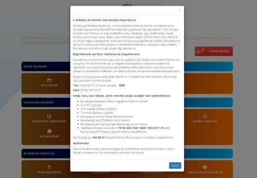 Muratpaşa Belediyesi E-Belediye Hizmetleri