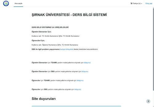 DERS BİLGİ SİSTEMİ: Siteye giriş yap - ŞIRNAK ÜNİVERSİTESİ