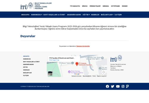 İTÜ BİLGİ TEKNOLOJİLERİ TEZSİZ YÜKSEK LİSANS PROGRAMI