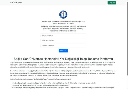 SAĞLIK-SEN YER DEĞİŞİKLİĞİ TALEP TOPLAMA PLATFORMU