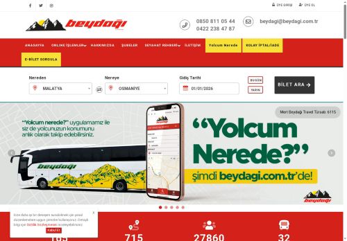 Beydağı Malatya Turizm İstanbul,Ankara,İzmir Otobüs Bileti
