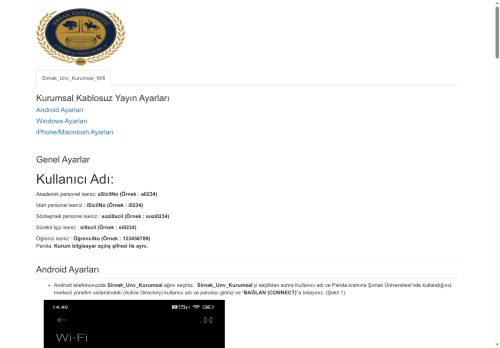 Şırnak Üniversitesi Kurumsal Wifi