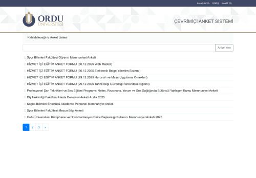 T.C. Ordu Üniversitesi Çevrimiçi Anket Sistemi