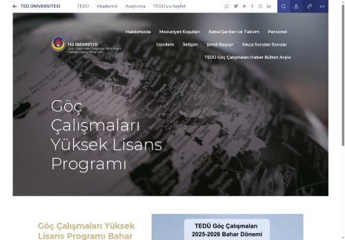 Göç Çalışmaları Yüksek Lisans Programı | TED Üniversitesi