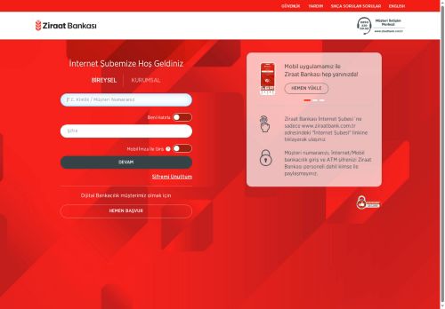 Hoş Geldiniz | Ziraat Bankası İnternet Bankacılığı