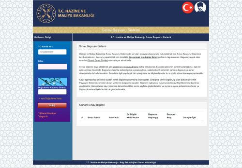 Sınav Başvuru Sistemi - T.C. Hazine ve Maliye Bakanlığı