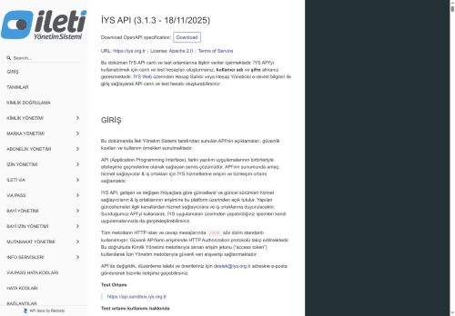 İYS API Dokümantasyonu