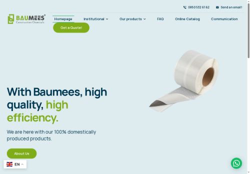 Yüksek kalite, yüksek verimlilik. - Baumees Yapı Kimyasalları