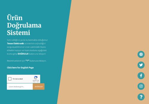 Tense Elektronik - Ürün Doğrulama Sistemi