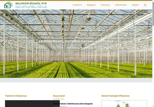 Balıkesir Bigadiç Jeotermal Kaynaklı Sera Tarıma Dayalı İhtisas Organize Sanayi Bölgesi