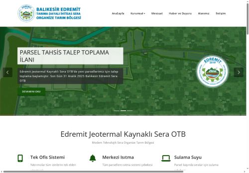 Edremit Tarıma Dayalı İhtisas (Jeotermal Kaynaklı Sera) Organize Sanayi Bölgesi – Jeotermal Kaynaklı Sera