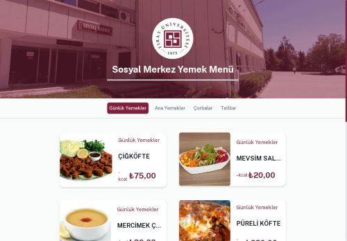 Sosyal Merkez Yemek Menü