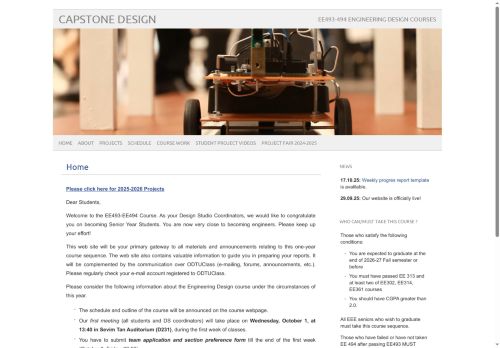 Capstone Design – EE493-494 Engineering Design Courses