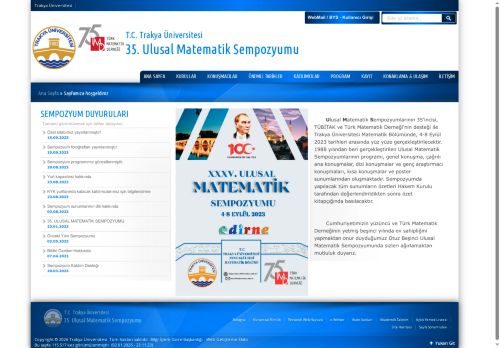 35. Ulusal Matematik Sempozyumu | T.C. Trakya Üniversitesi