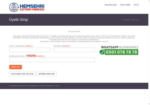Üyelik Girişi - Karabük Belediyesi Hemşehri İletişim Merkezi