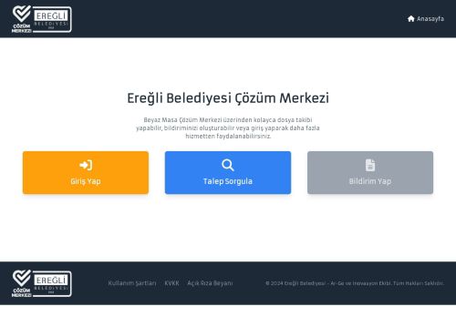 Beyaz Masa Vatandaş Portalı - Ereğli Belediyesi - Çözüm Merkezi