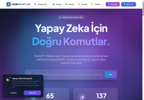 Türkiye'nin En Büyük Yapay Zeka Prompt Arşivi - Hazır Promptlar