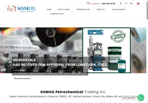Cimcool, Dubois, TOMOIL, Sentinel - SOMOİL Petrokimya Ticaret A.Ş.