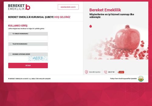 Bereket Emeklilik Kurumsal İnternet Şubesi