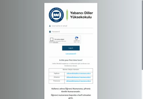 Log in to the site | Marmara Üniversitesi Yabancı Diller Yüksekokulu Moodle Sistemi