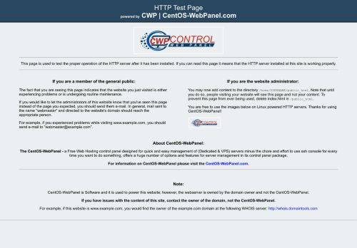 HTTP Server Test Page powered by CentOS-WebPanel.com