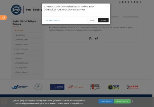 Marmara Üniversitesi - İngiliz Dili ve Edebiyatı Bölümü - Fen - Edebiyat Fakültesi