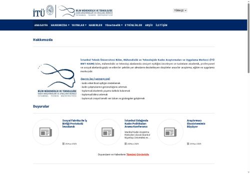İTÜ | Bilim Mühendislik ve Teknolojide Kadın Araştırma ve Uygulama Merkezi