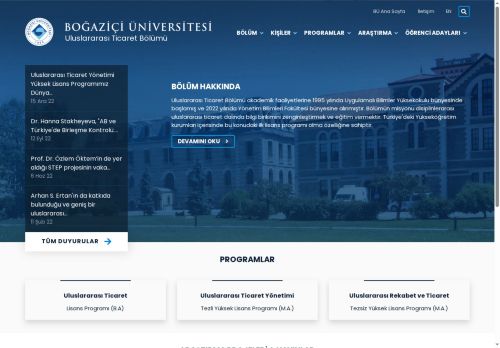 Uluslararası Ticaret Bölümü | Boğaziçi Üniversitesi