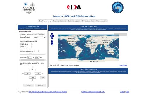 KOERI WebDC3 Interface