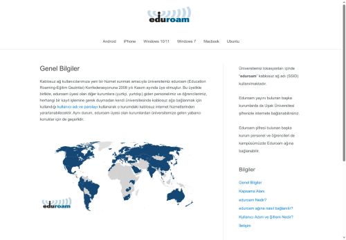 Eduroam – Uşak Üniversitesi Eduroam Bilgi Sayfası