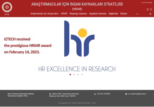 Human Resources Strategy For Researchers – İzmir Yüksek Teknoloji Enstitüsü