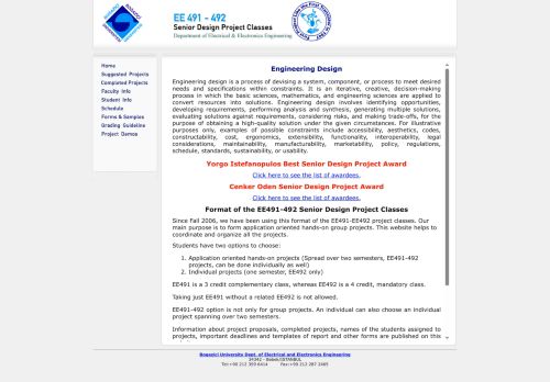 EE491-492 Senior Design Project Classes