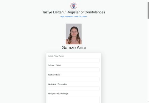 Gamze Arıcı Taziye Defteri