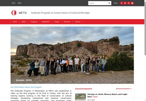 Graduate Program in Conservation of Cultural Heritage | Kültürel Miras Koruma Programı